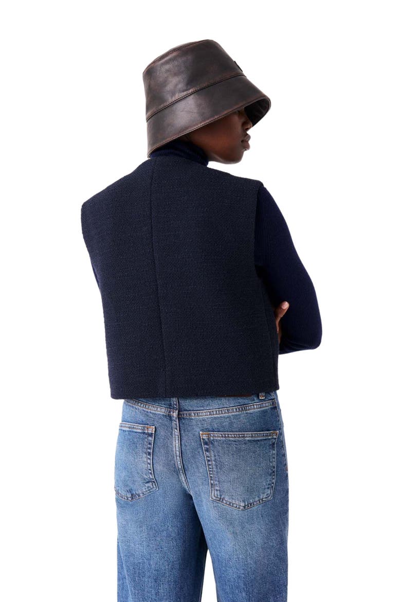 Sleeveless tweed jacket, Alternate, color, Navy