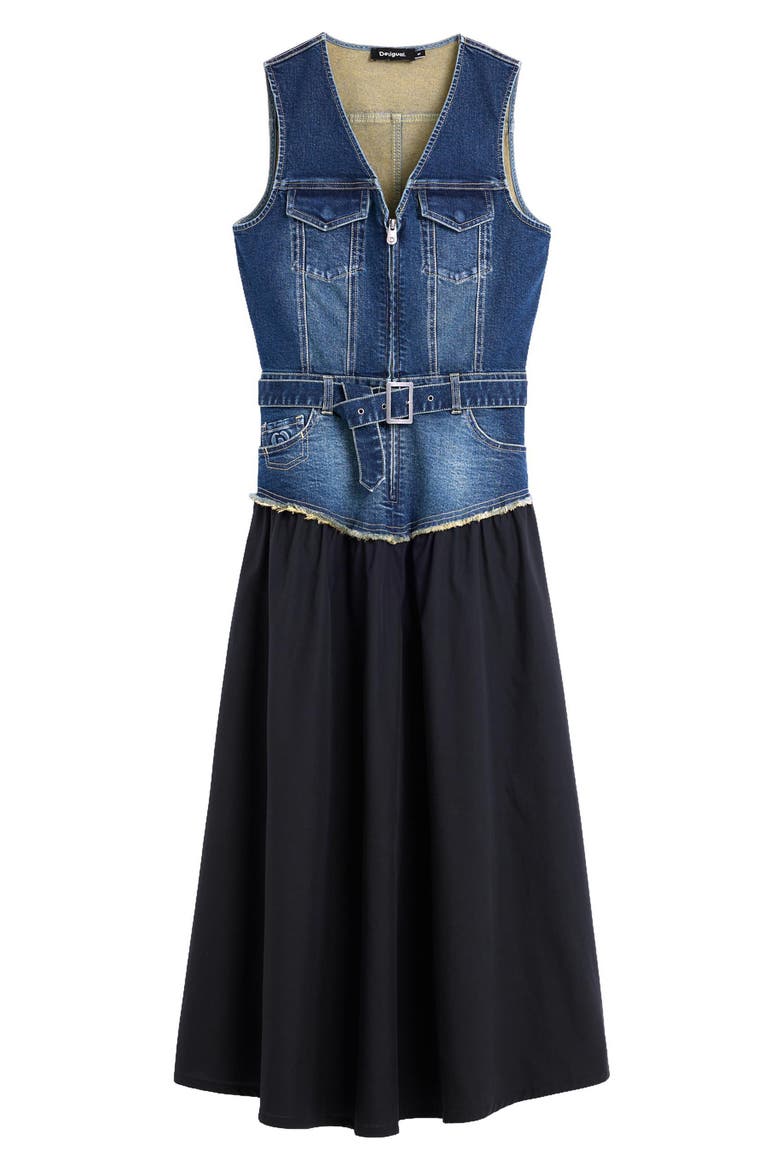 Denim Vest Midi Dress, Alternate, color, MEDIUM BLUE
