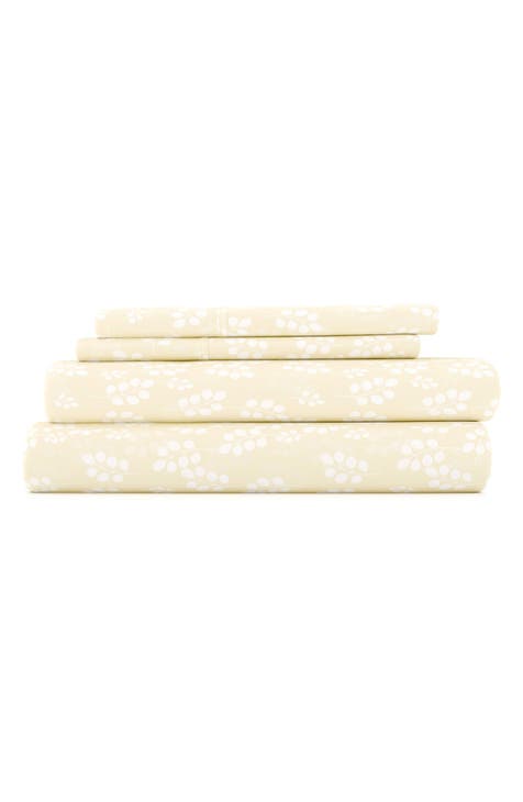 Home Spun Premium Ultra Soft Wheat Pattern 4-Piece Bed Sheet Set