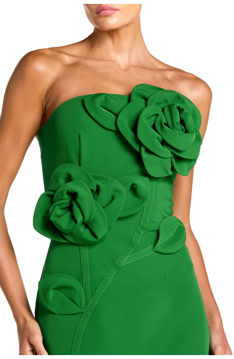 Mac Duggal Strapless Crepe Dress With 3D Flower Detail, Alternate, color, Spring Green