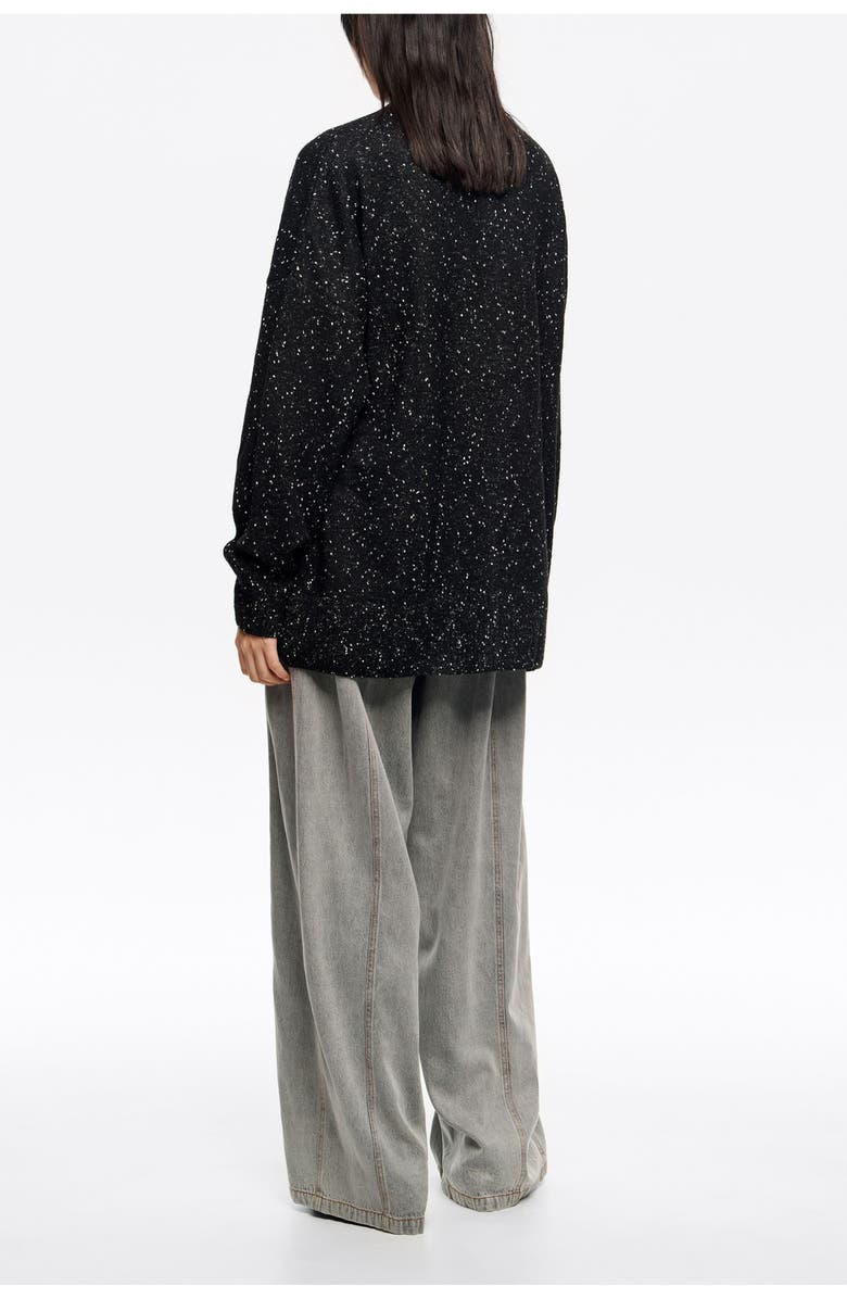 Bimba y Lola Long Neps Cardigan, Alternate, color, Black