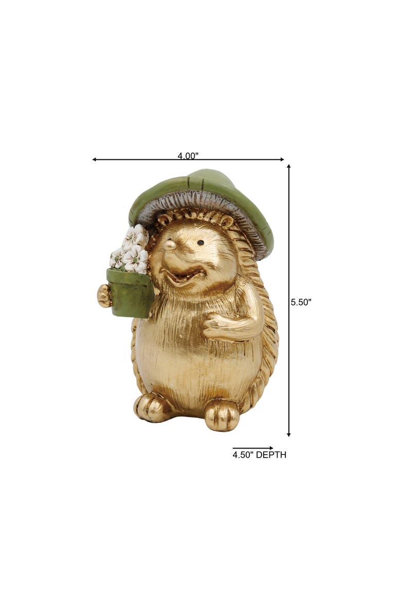 Resin Gold Hedgehog Figurine Garden Accents for Spring Home Decor, Alternate, color, Gold