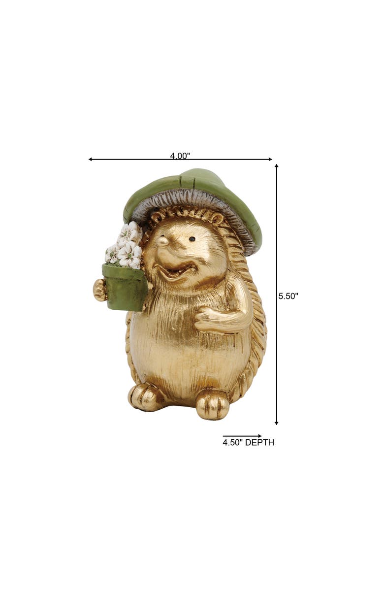 Transpac Resin Gold Hedgehog Figurine Garden Accents for Spring Home Decor, Alternate, color, Multicolored