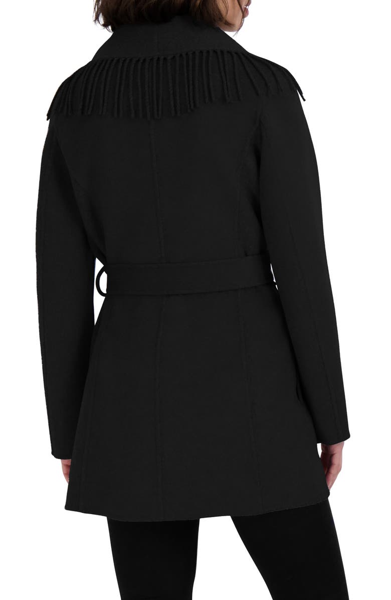 Tahari Frankie Fringe Collar Wool Blend Coat, Alternate, color, 