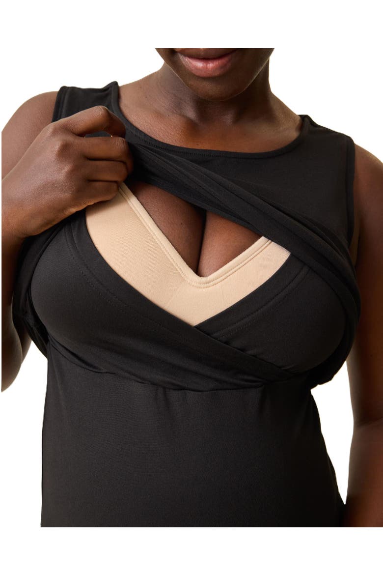 Drop-Waist Maternity & Nursing Maxi Dress, Alternate, color, Black