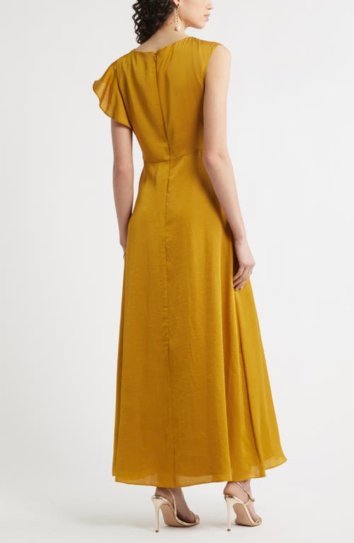 Chelsea28 Asymmetric Ruffle A-line Dress In Gold