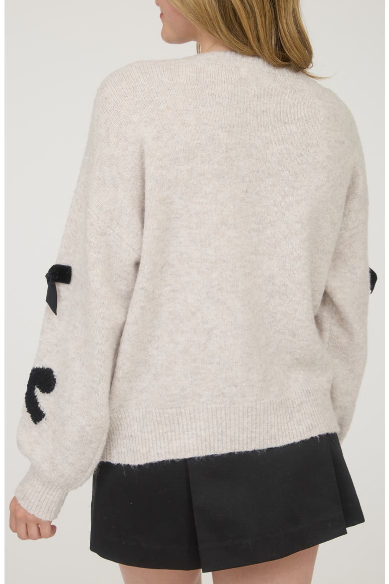Bow Embellished Sweater, Alternate, color, OATMEAL