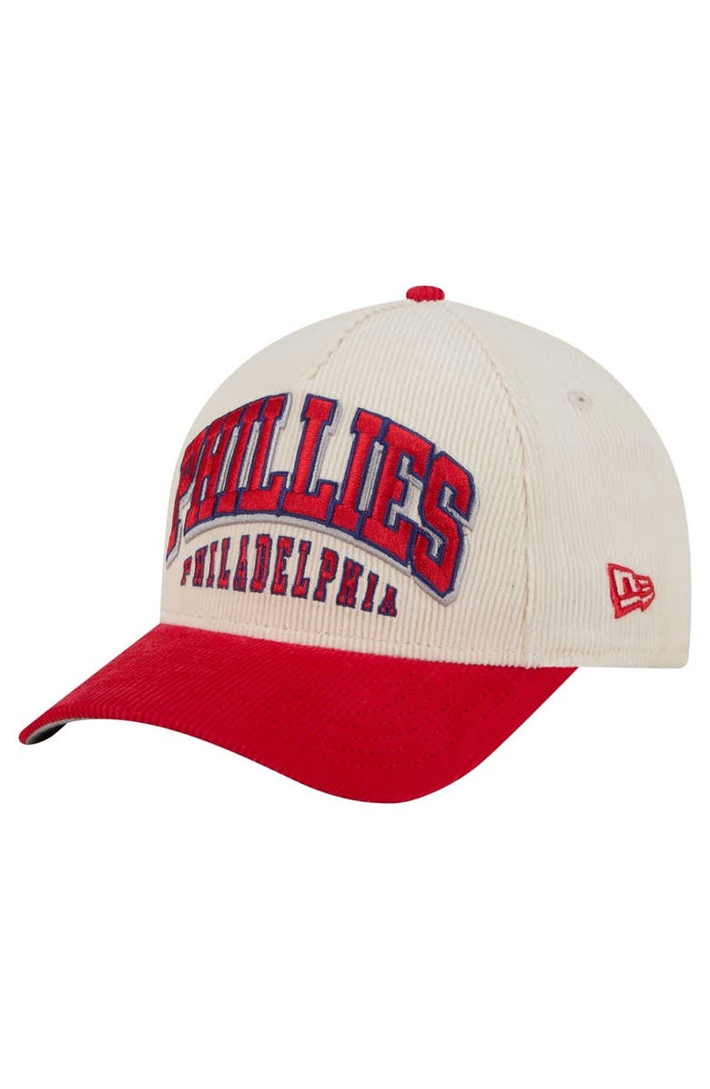 New Era Men's New Era  Cream/Red Philadelphia Phillies Sided Corduroy 9FORTY A-Frame Adjustable Hat, Alternate, color, Cream