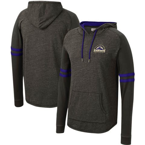 Men's Mitchell & Ness Black Colorado Rockies Logo Lightweight Raglan Pullover Hoodie