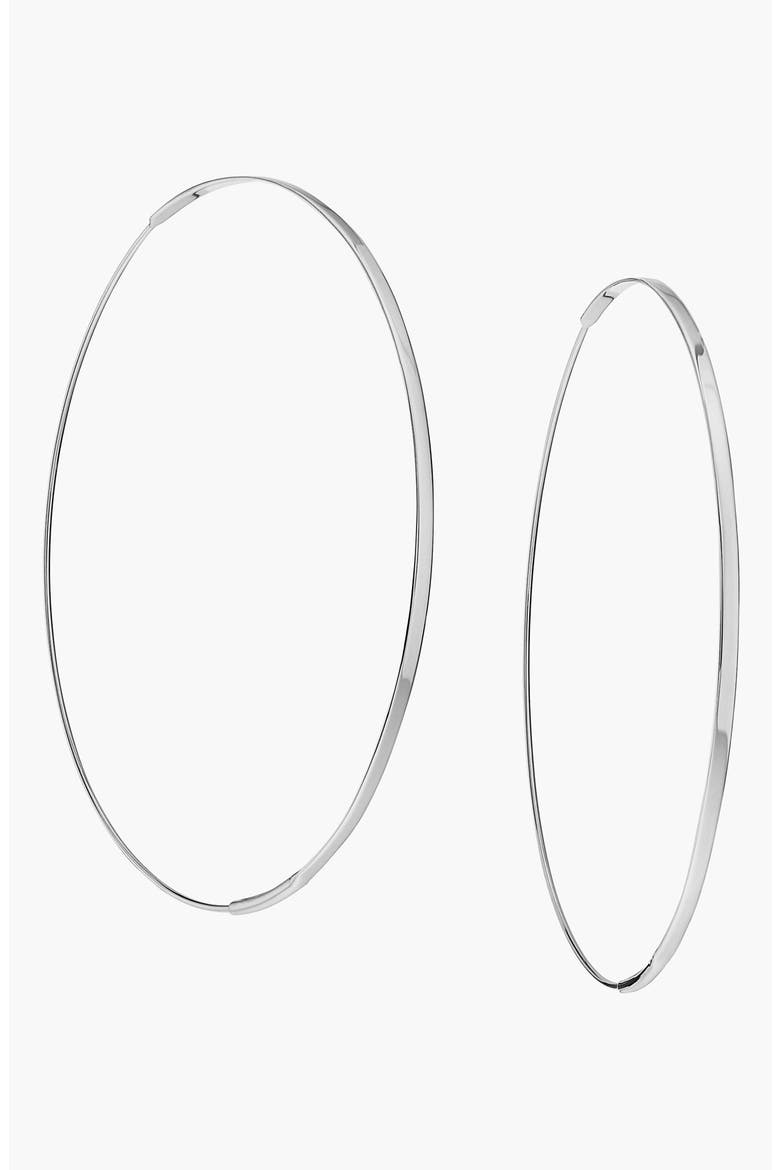 14K Gold Large Flat Magic Hoop Earrings, Main, color, WHITE GOLD