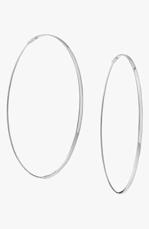 14K Gold Large Flat Magic Hoop Earrings
