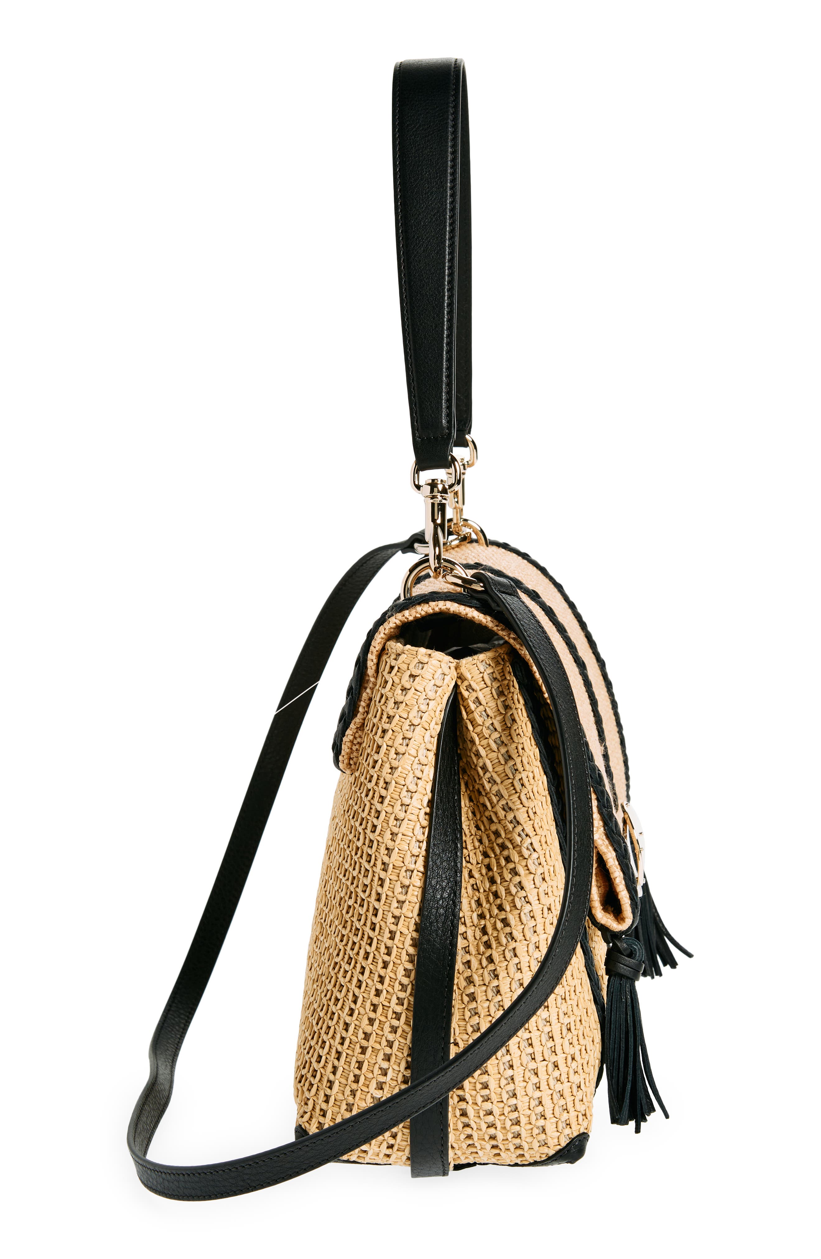 Chloé Medium Penelope Raffia & Leather Shoulder Bag, Alternate, color, 