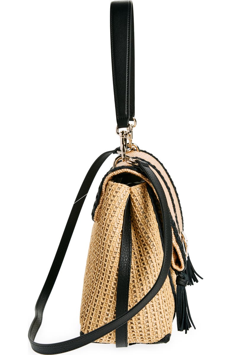 Chloé Medium Penelope Raffia & Leather Shoulder Bag, Alternate, color,