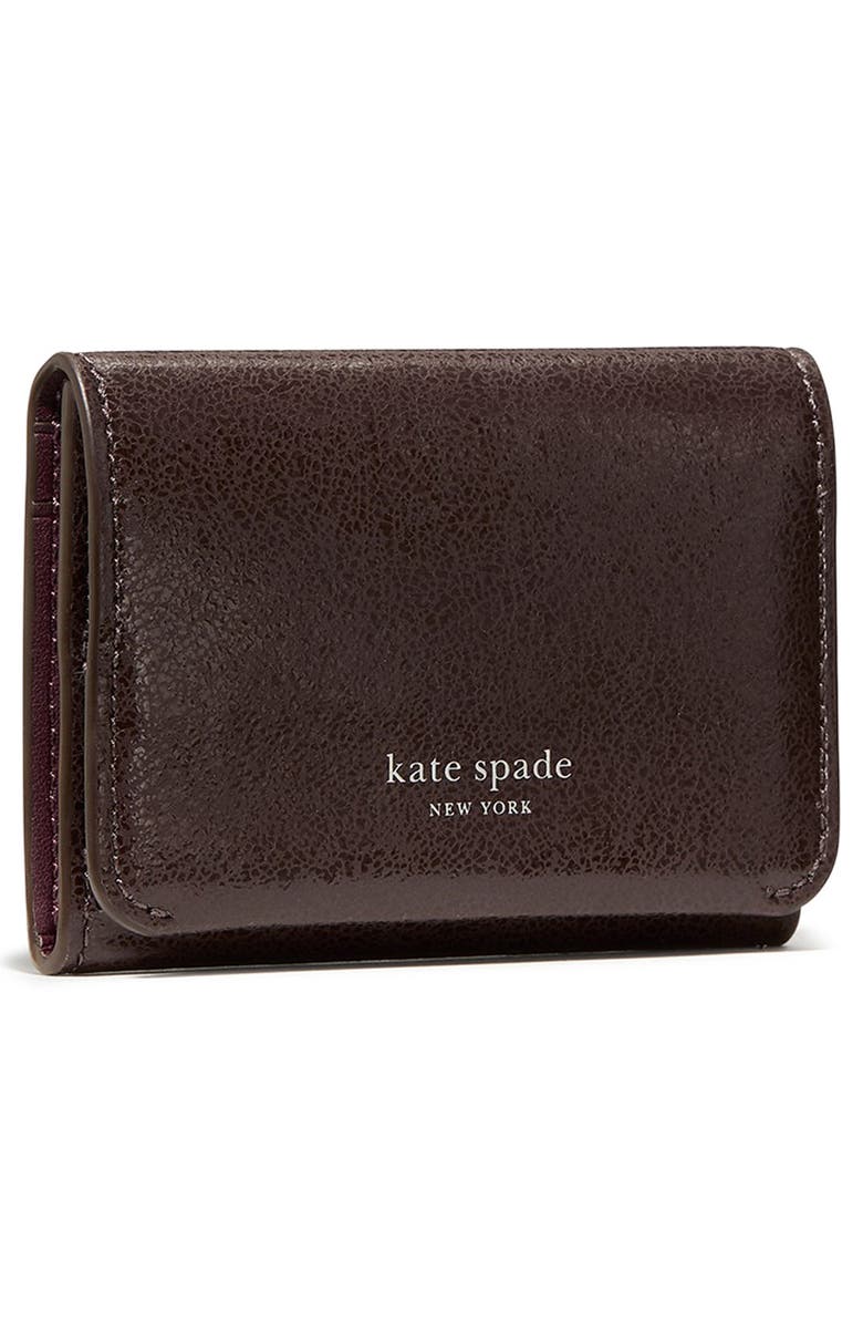 Kate Spade New York halo glazed leather card case, Alternate, color, Hot Fudge
