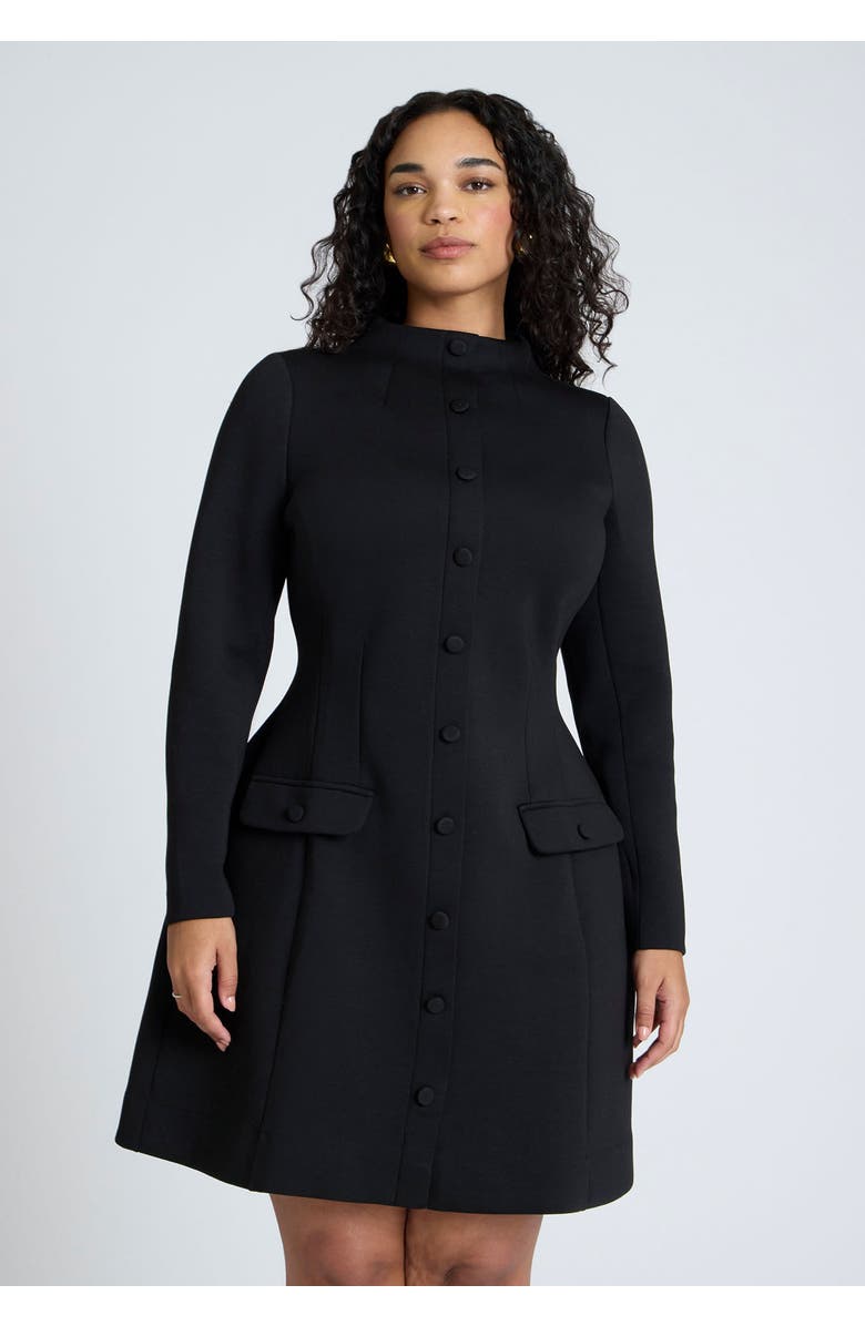 ELOQUII Mock Neck Mini Dress, Alternate, color, Black Onyx