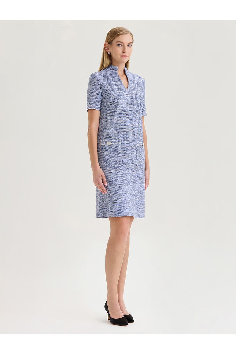 Melange Tweed Knit Shift Dress, Alternate, color, Aegean Blue/Biscotti