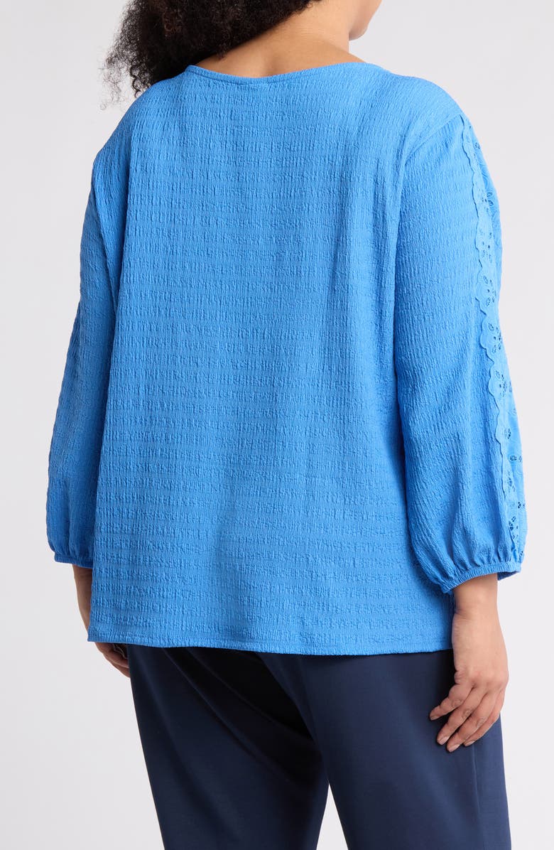 RUBY RD Embroidered Eyelet Long Sleeve Textured Top, Alternate, color,