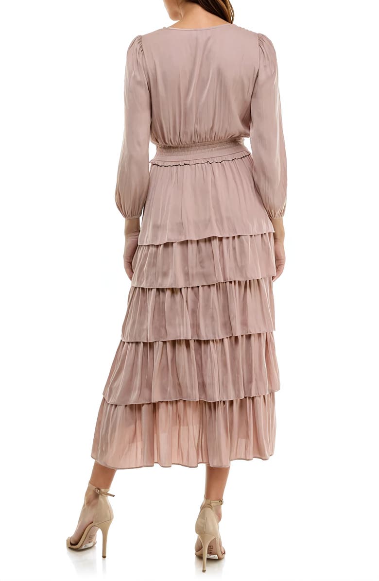 Socialite Ruffle Tiered Midi Dress, Alternate, color, Silver Pink