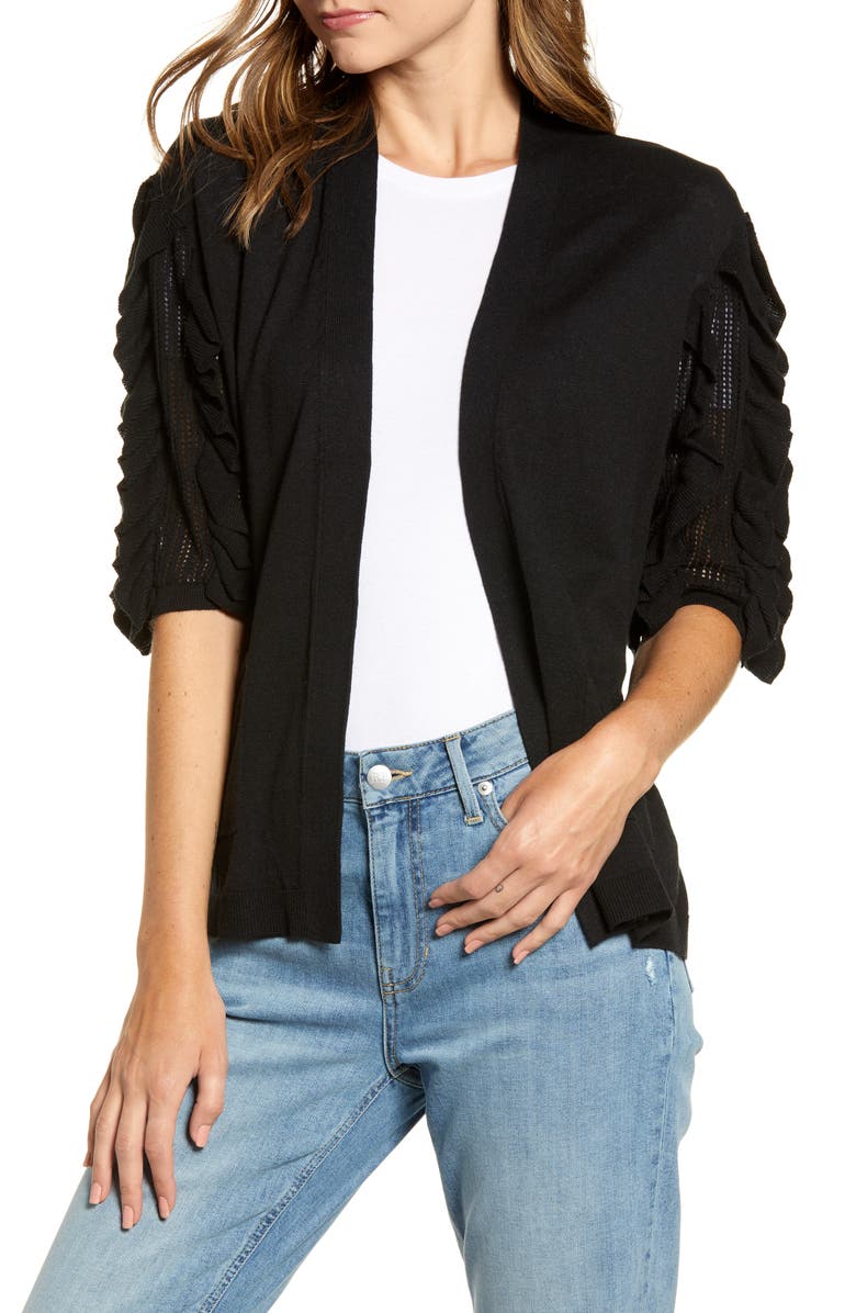 Rachel Parcell Ruffle Sleeve Cardigan Sweater, Main, color,