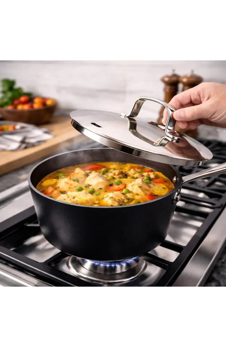 Alva Maestro 4.5-qt Ceramic Coated Nonstick Stock Pot & 2-qt Ceramic Nonstick Saucepan with Lid, Alternate, color, Black