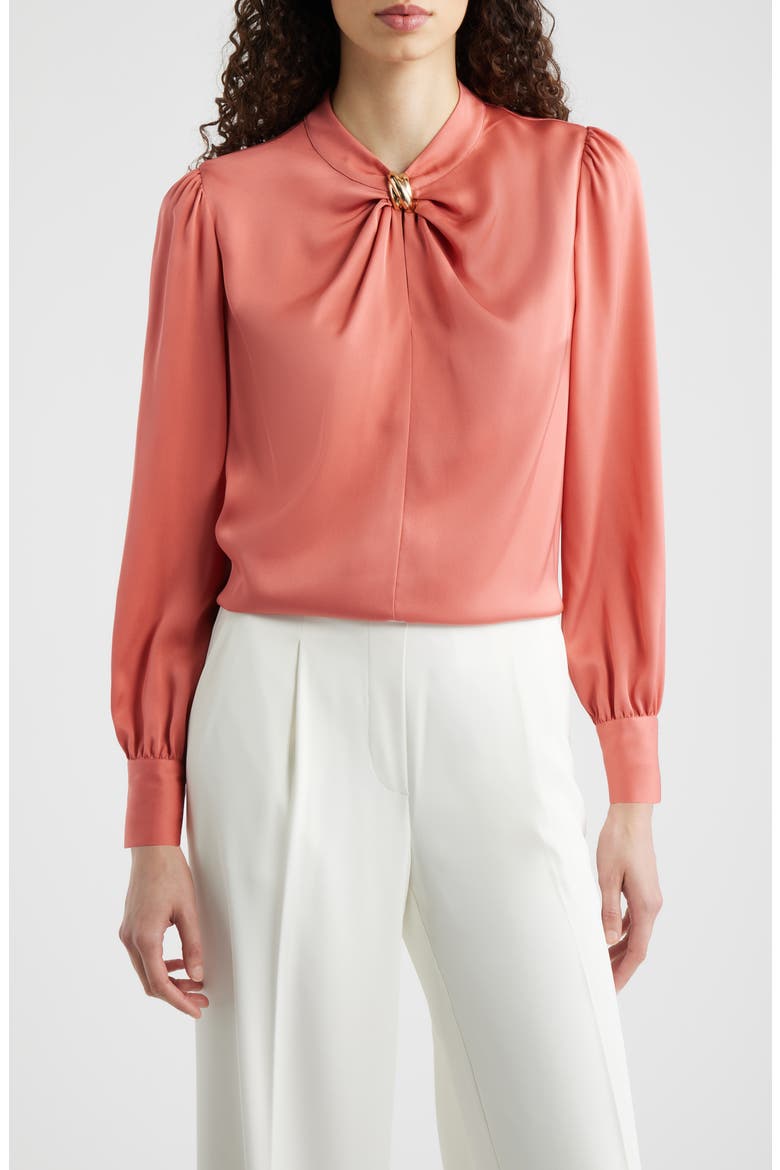 The Valentine Stretch Silk Top, Main, color, DRAGON FRUIT