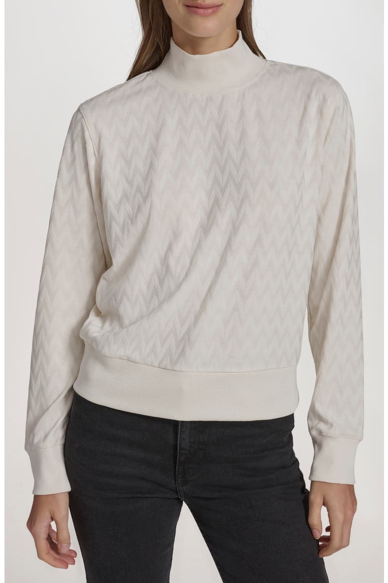 Chevron Jacquard Long Sleeve Top, Main, color, BIRCH