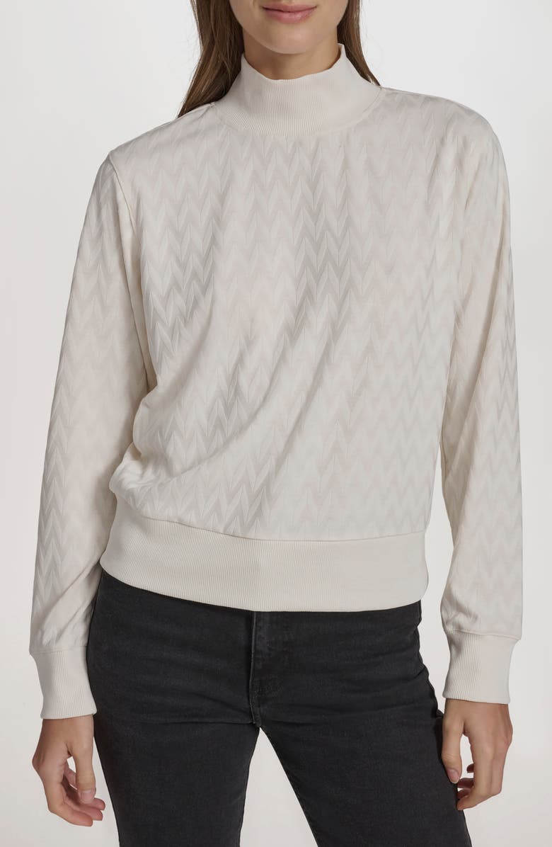 Andrew Marc Sport Chevron Jacquard Long Sleeve Top, Main, color, 
