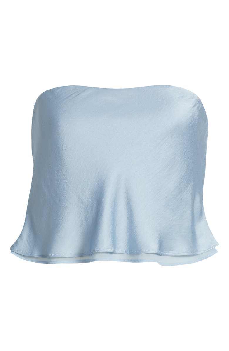 MANGO Azur Strapless Crop Top, Main, color, Sky Blue