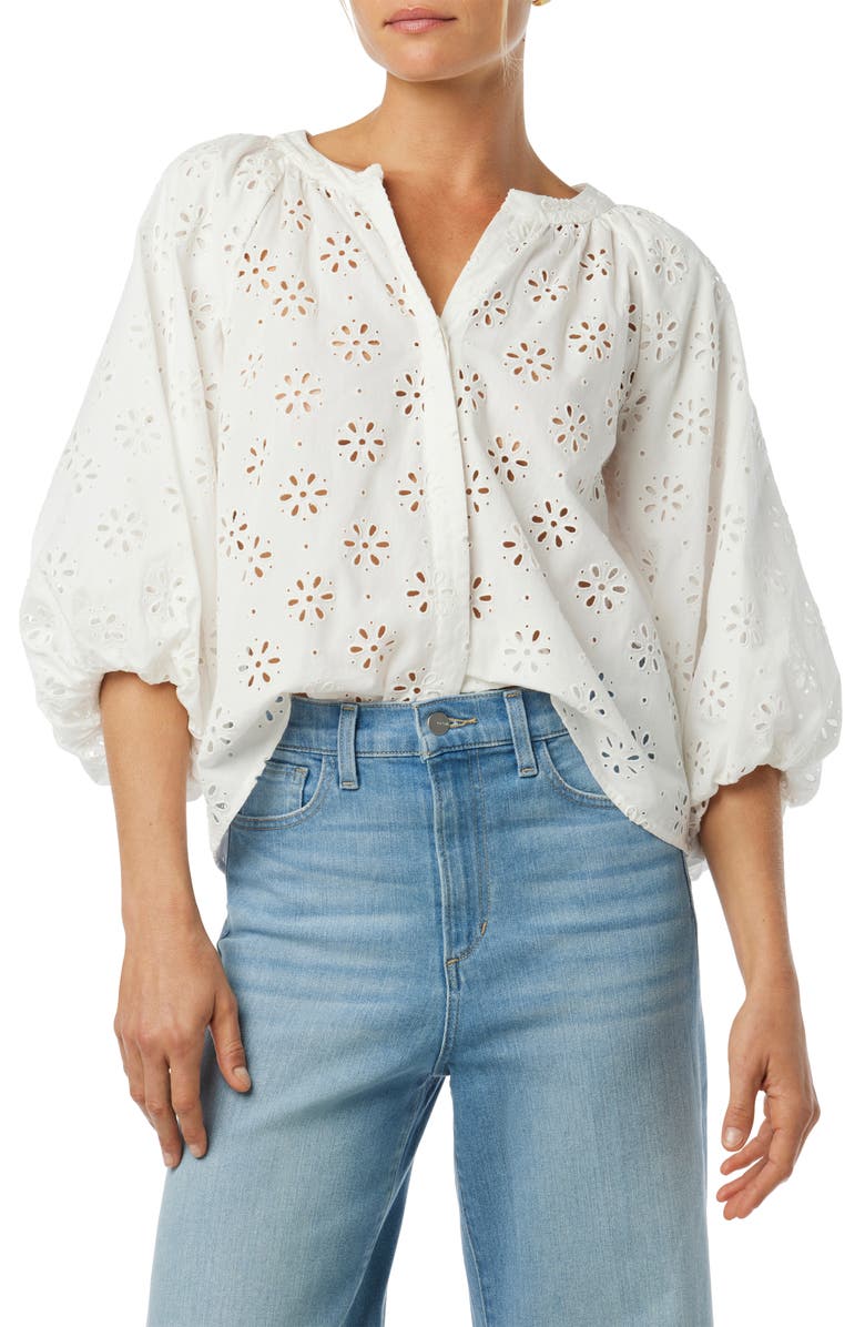 Joe's The Andie Broderie Anglaise Cotton Button-Up Top, Main, color, 