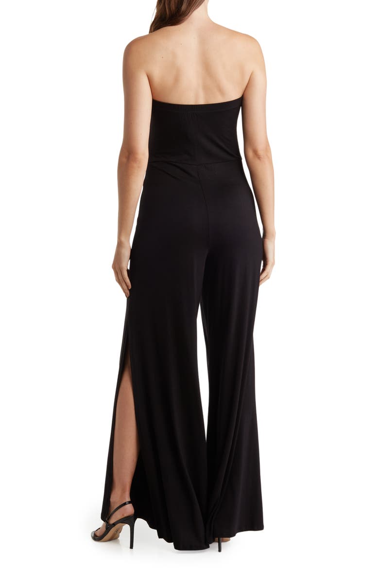 Slit Leg Strapless Jumpsuit, Alternate, color, BLACK