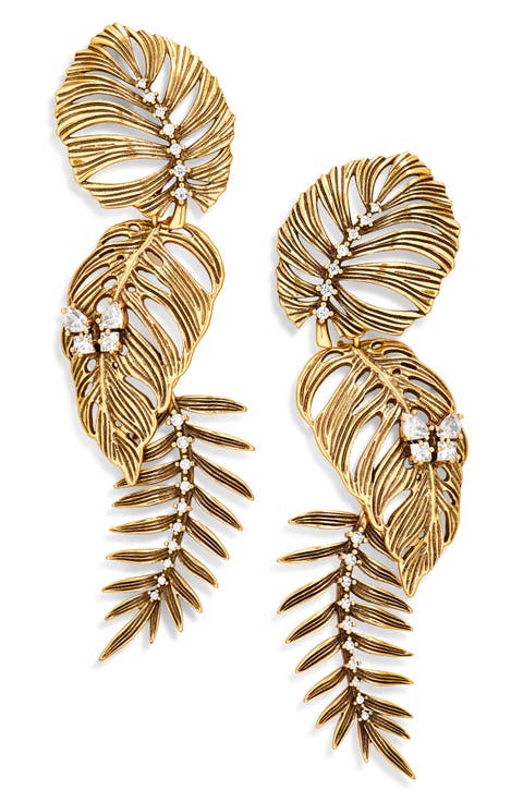 Kayla Leaf Statement Drop Earrings