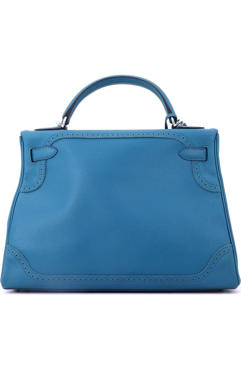 Pre-Owned Hermes Kelly Ghillies Handbag Blue Grain d'H and Swift with Palladium Hardware 32, Alternate, color, Colvert