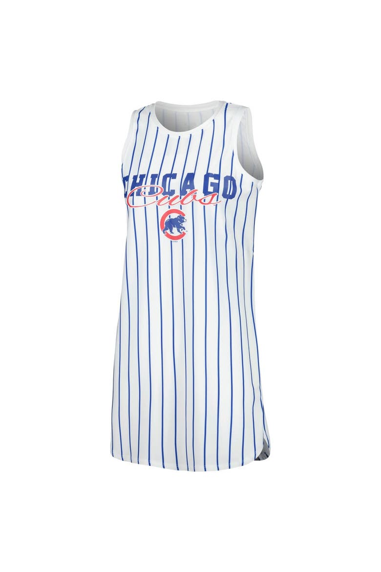 Women's Concepts Sport White Chicago Cubs Reel Pinstripe Knit Sleeveless Nightshirt, Alternate, color, White