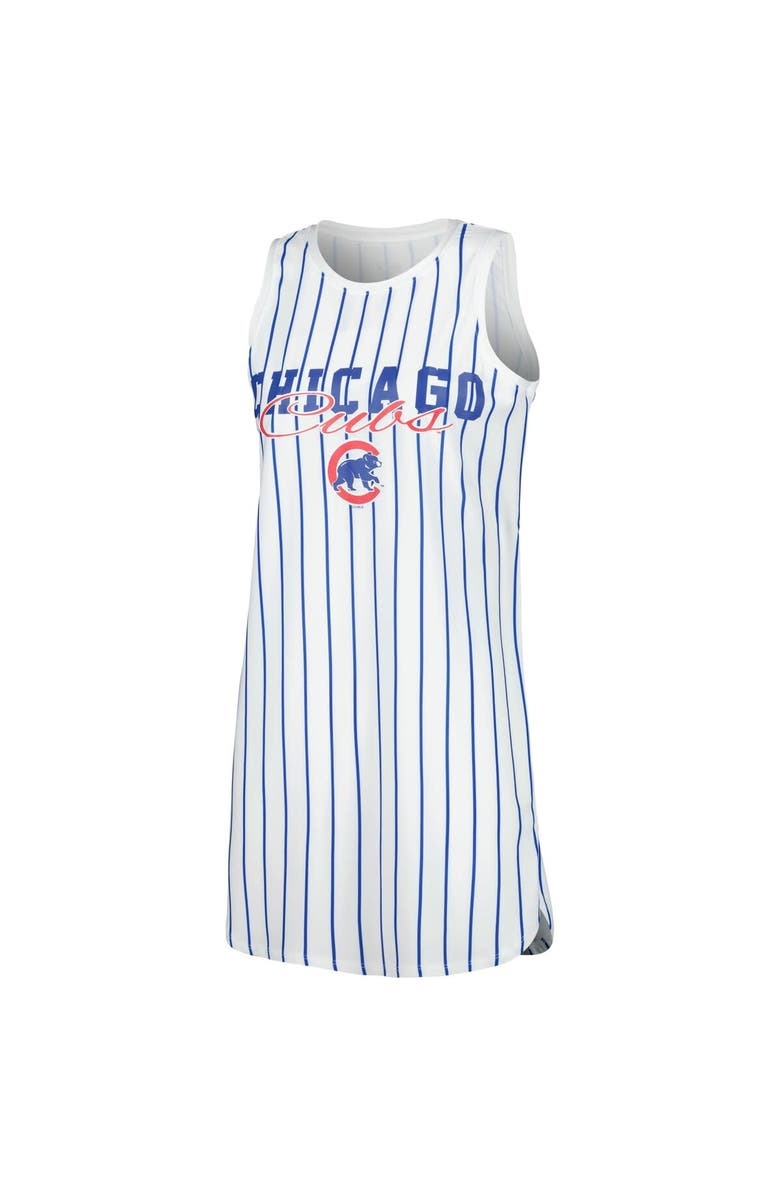 CONCEPTS SPORT Women's Concepts Sport White Chicago Cubs Reel Pinstripe Knit Sleeveless Nightshirt, Alternate, color, White