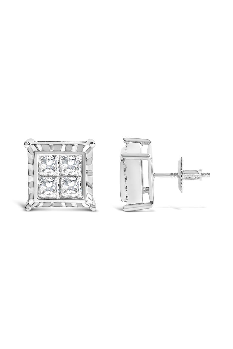 14K White Gold 1 1/2 Cttw Diamond Stud Earrings, Alternate, color, White