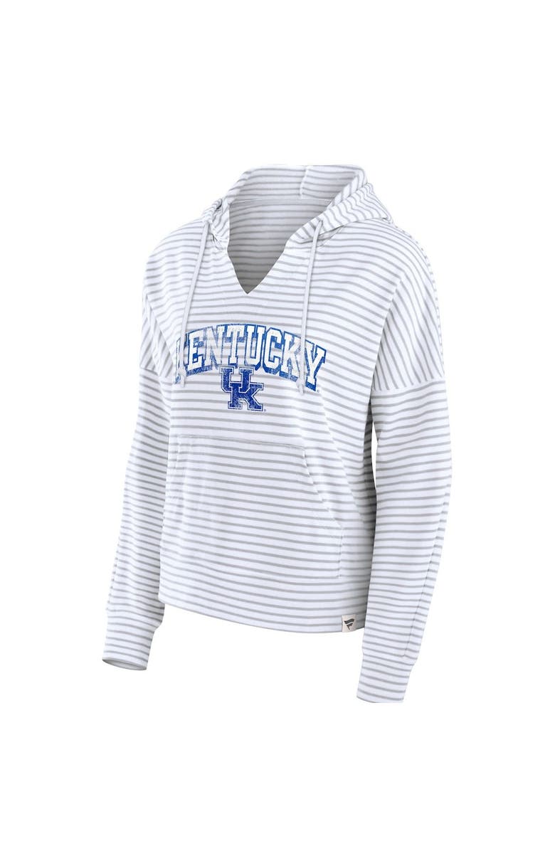 FANATICS Women's Fanatics Branded  White Kentucky Wildcats Striped Notch Neck Pullover Hoodie, Alternate, color, 