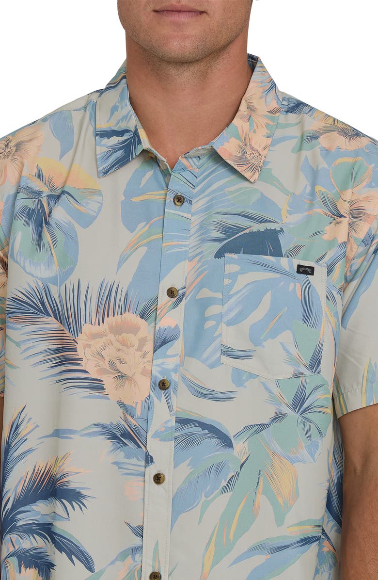 Billabong Sundays Lounge Short Sleeve Button-Up Shirt, Alternate, color, Blue Horizon