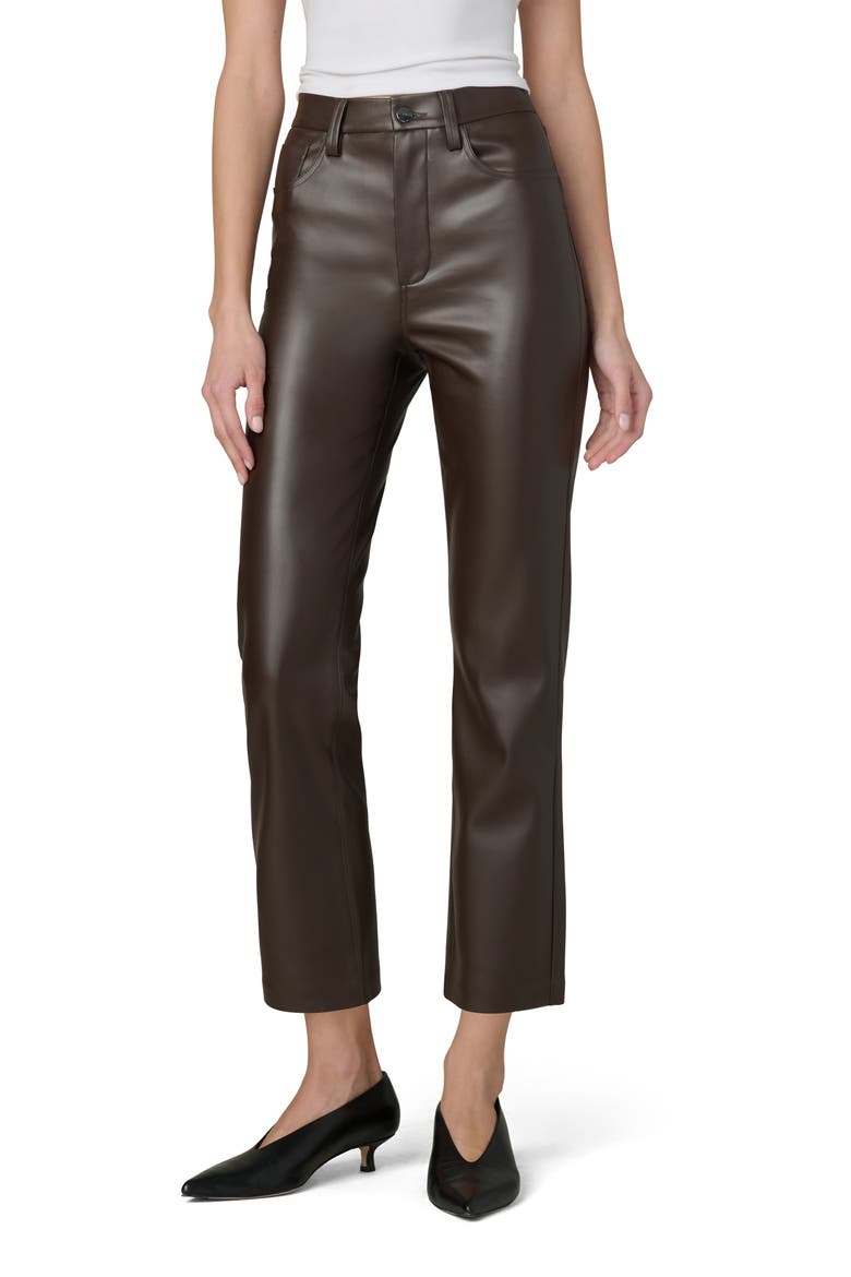 Lyra Slim Ankle Faux Leather Pants, Main, color, DARK CHOCOLATE