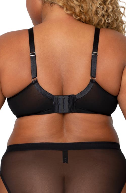 Curvy Couture Sheer Mesh Underwire Unlined Bra In Black