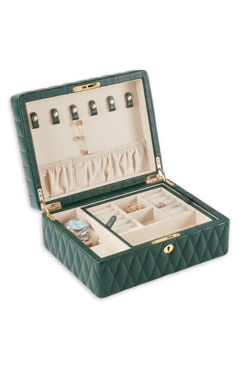 Bey-Berk Cora Quilted Leather Jewelry Box, Alternate, color, Multi Color