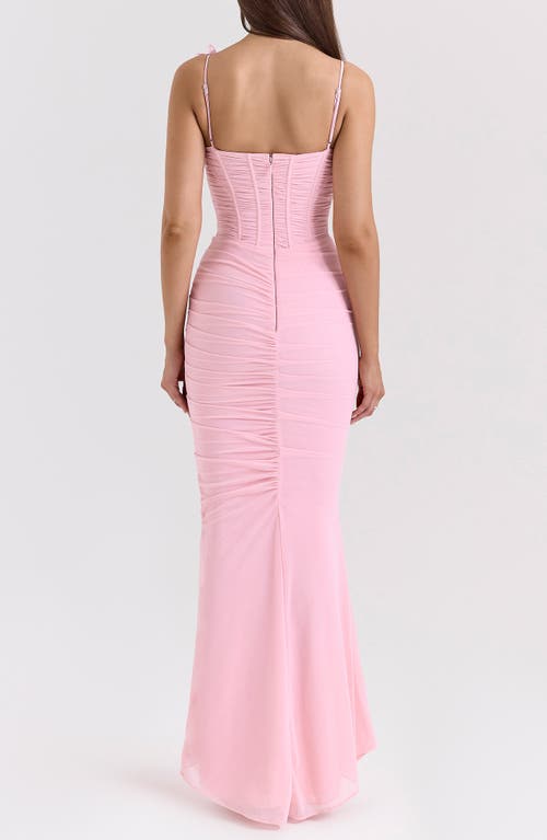 House Of Cb Romola Appliqué Maxi Cocktail Dress In Tickled Pink