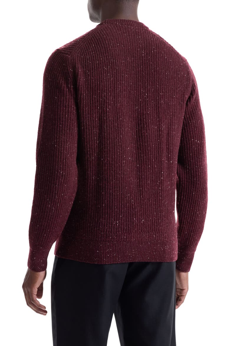 Cable Stitch Crewneck Wool Blend Sweater, Alternate, color, BURGUNDY