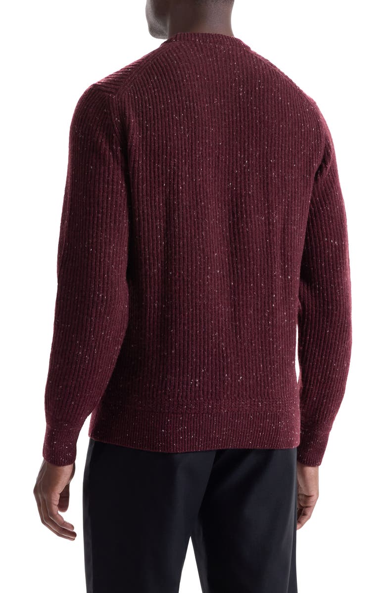 Bugatchi Cable Stitch Crewneck Wool Blend Sweater, Alternate, color, Burgundy