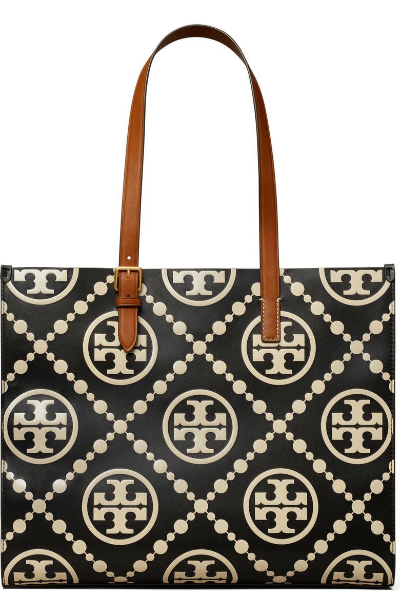 Tory Burch T Monogram Contrast Embossed Leather Tote, Main, color,