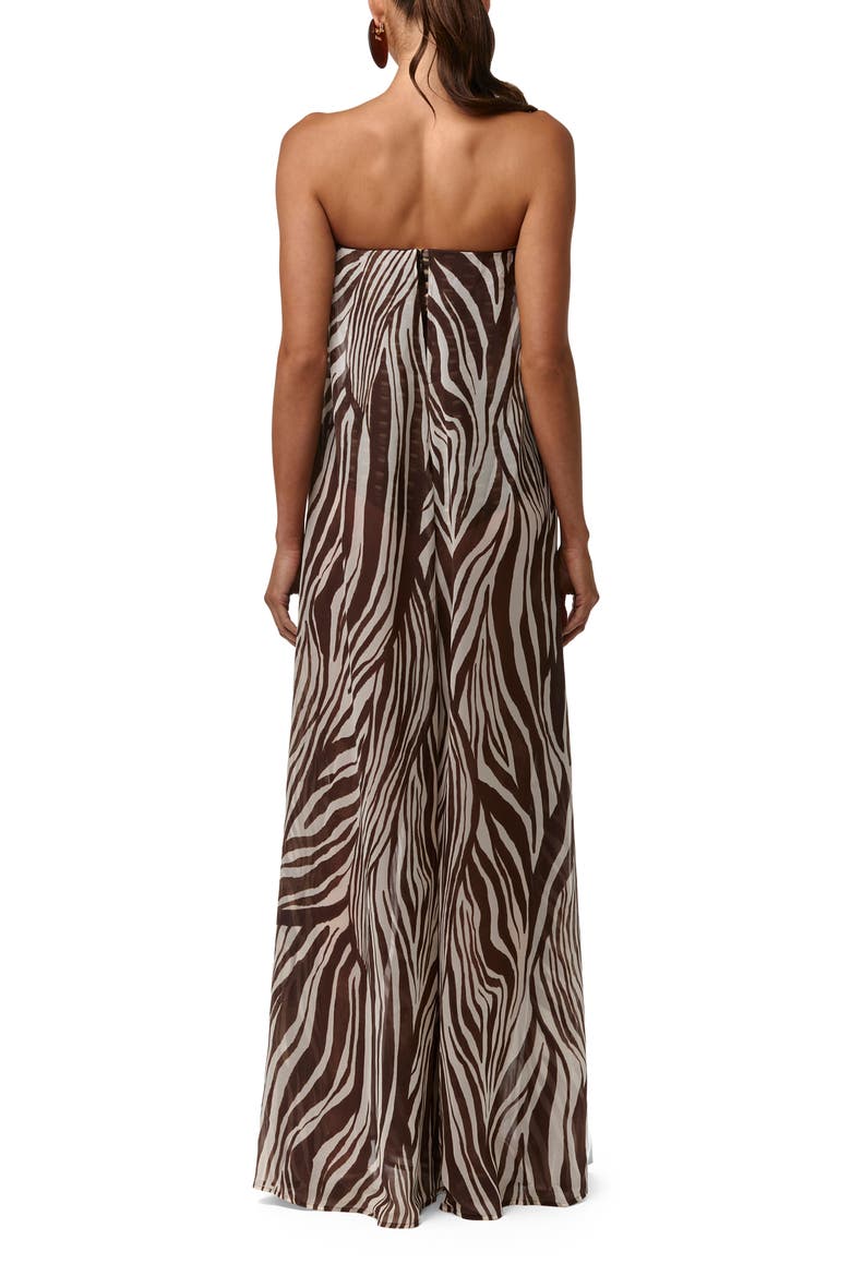Abstract Animal Print Strapless Wide Leg Chiffon Jumpsuit, Alternate, color, WILD RIVIERA