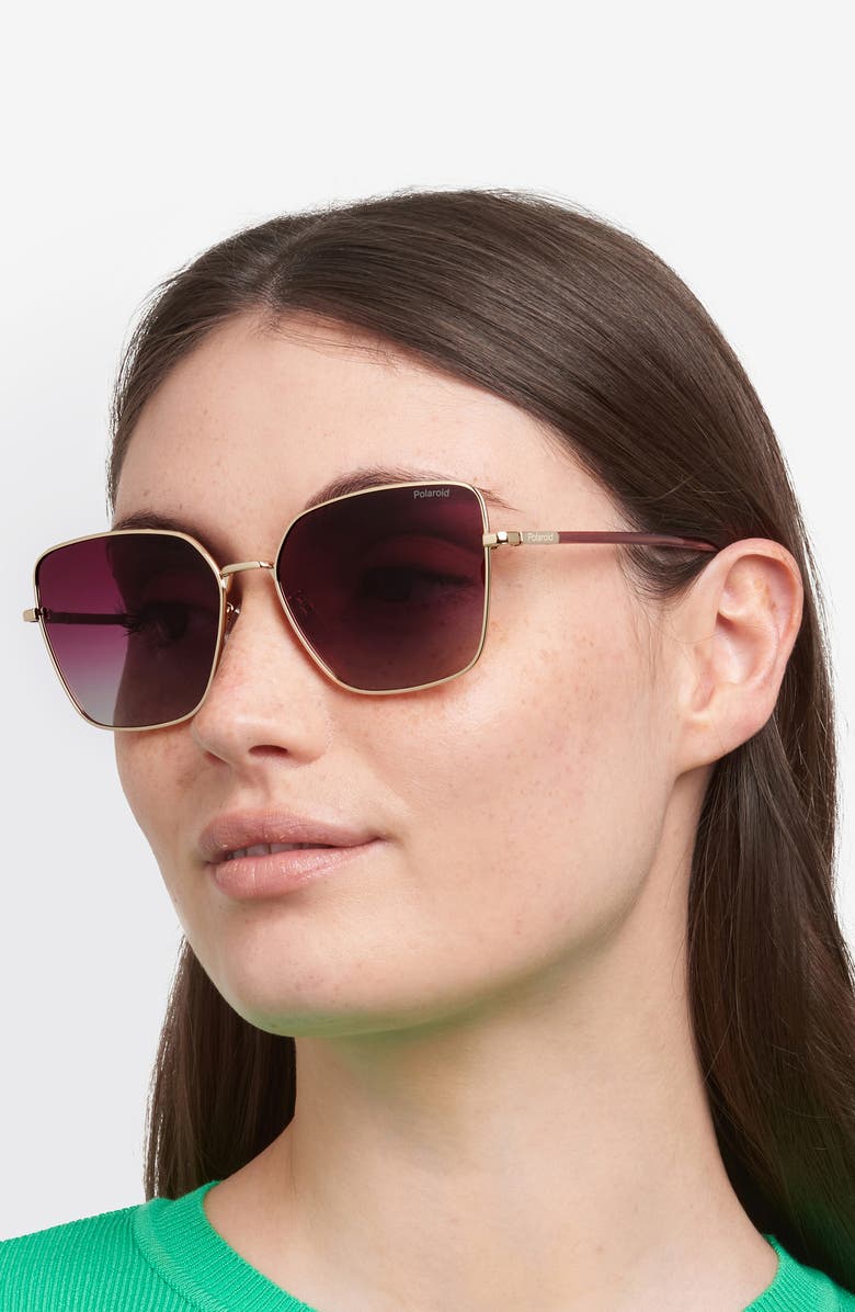 Polaroid 59mm Polarized Butterfly Sunglasses, Alternate, color, Gold/ Burgundy Sf Pz