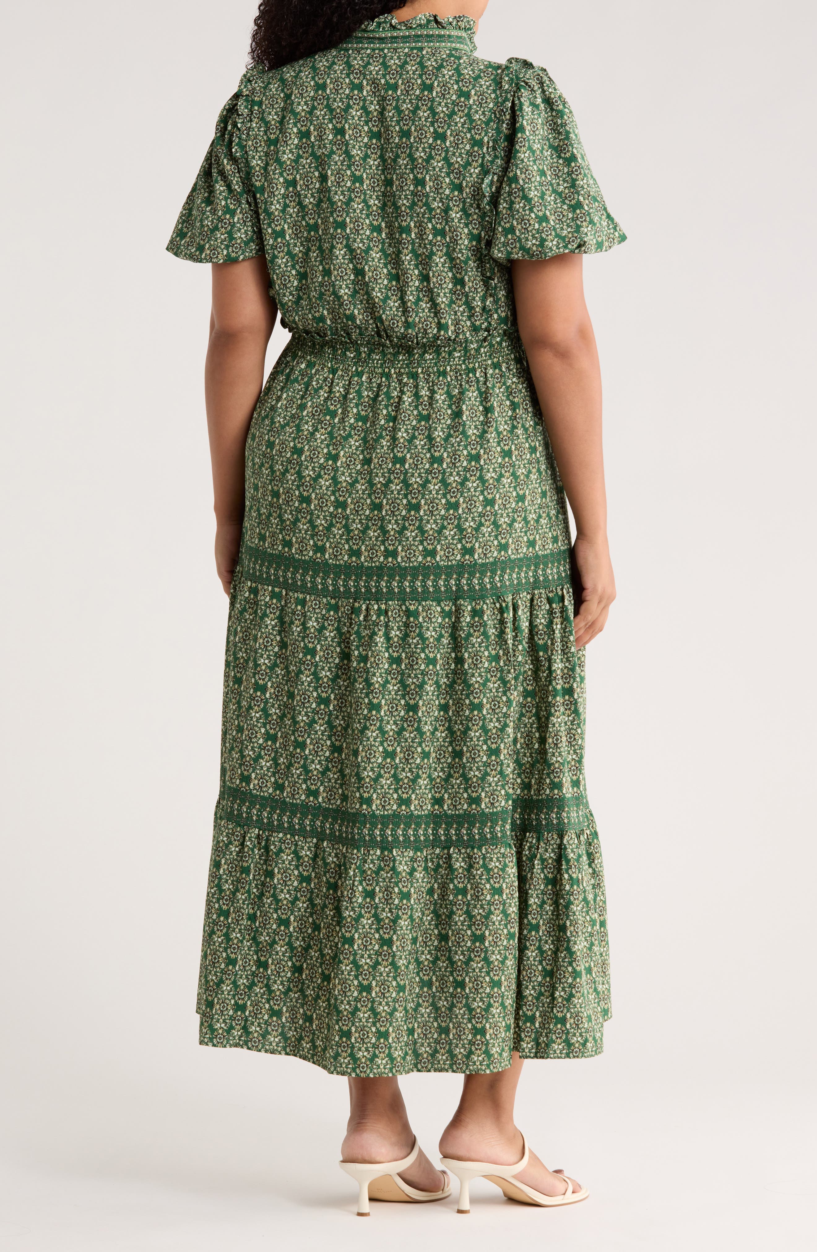 Bubble Sleeve Tiered Maxi Dress - image 4