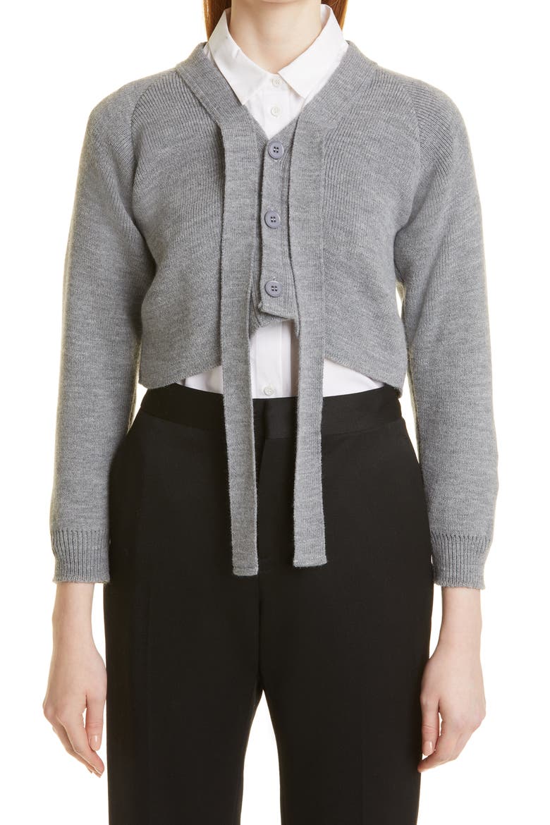 x Lochaven of Scotland Tie Neck Crop Cardigan, Main, color, 2 GRAY