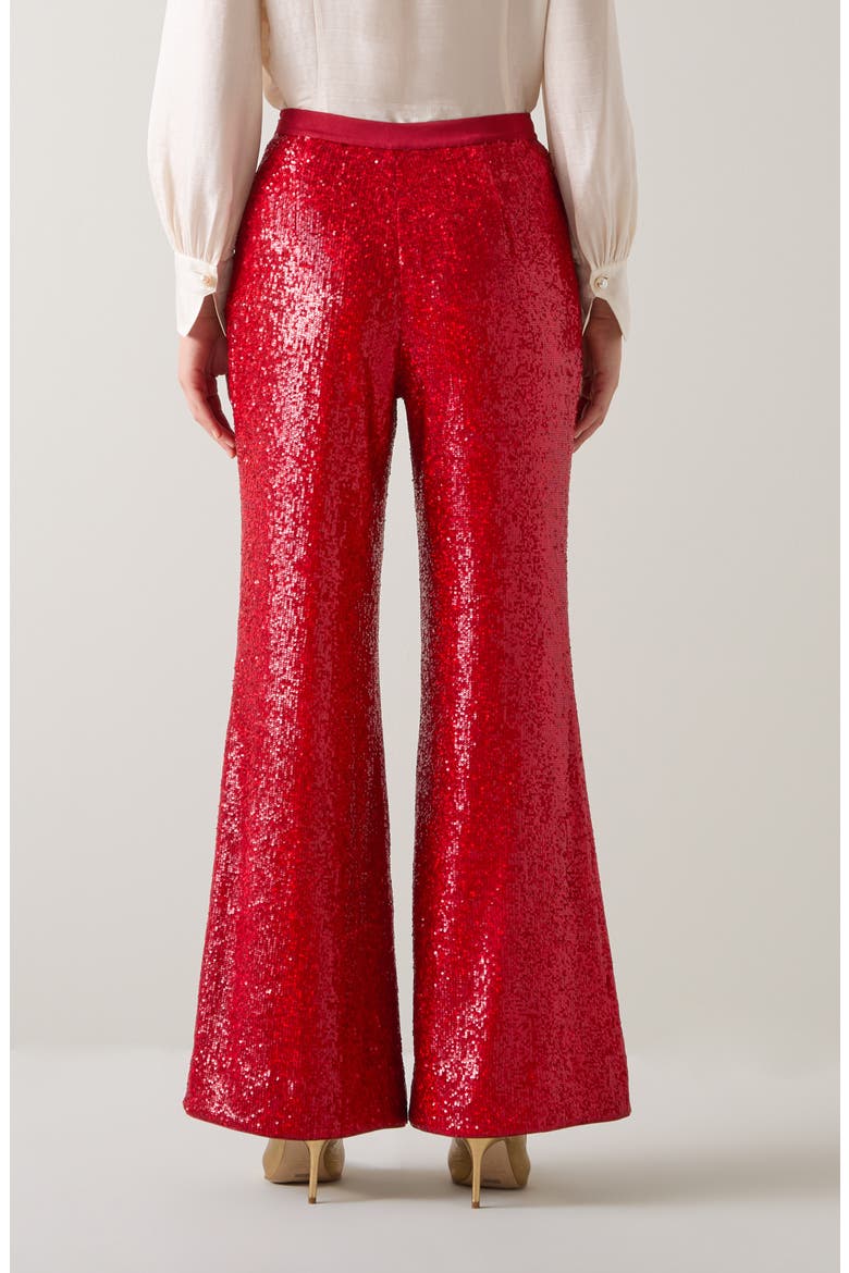 Shimmer Sequin Wide Leg Pants, Alternate, color, RED
