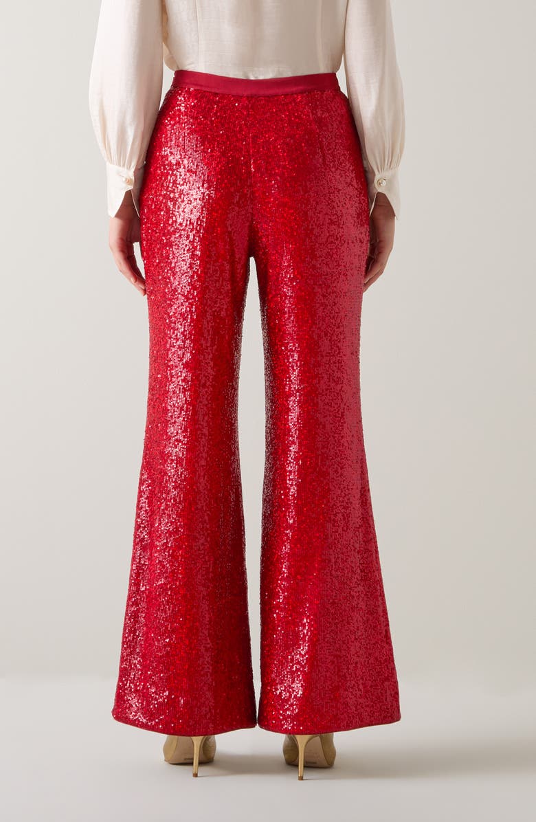 LK Bennett Shimmer Sequin Wide Leg Pants, Alternate, color, Red